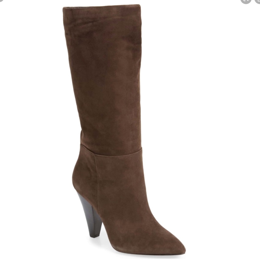 Blogger Favorite Something Navy Parker Boot Chocolate Suede Size 6.5